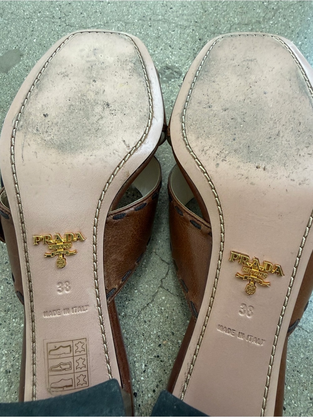 Prada Brown Leather Mules - Picture 3 of 7
